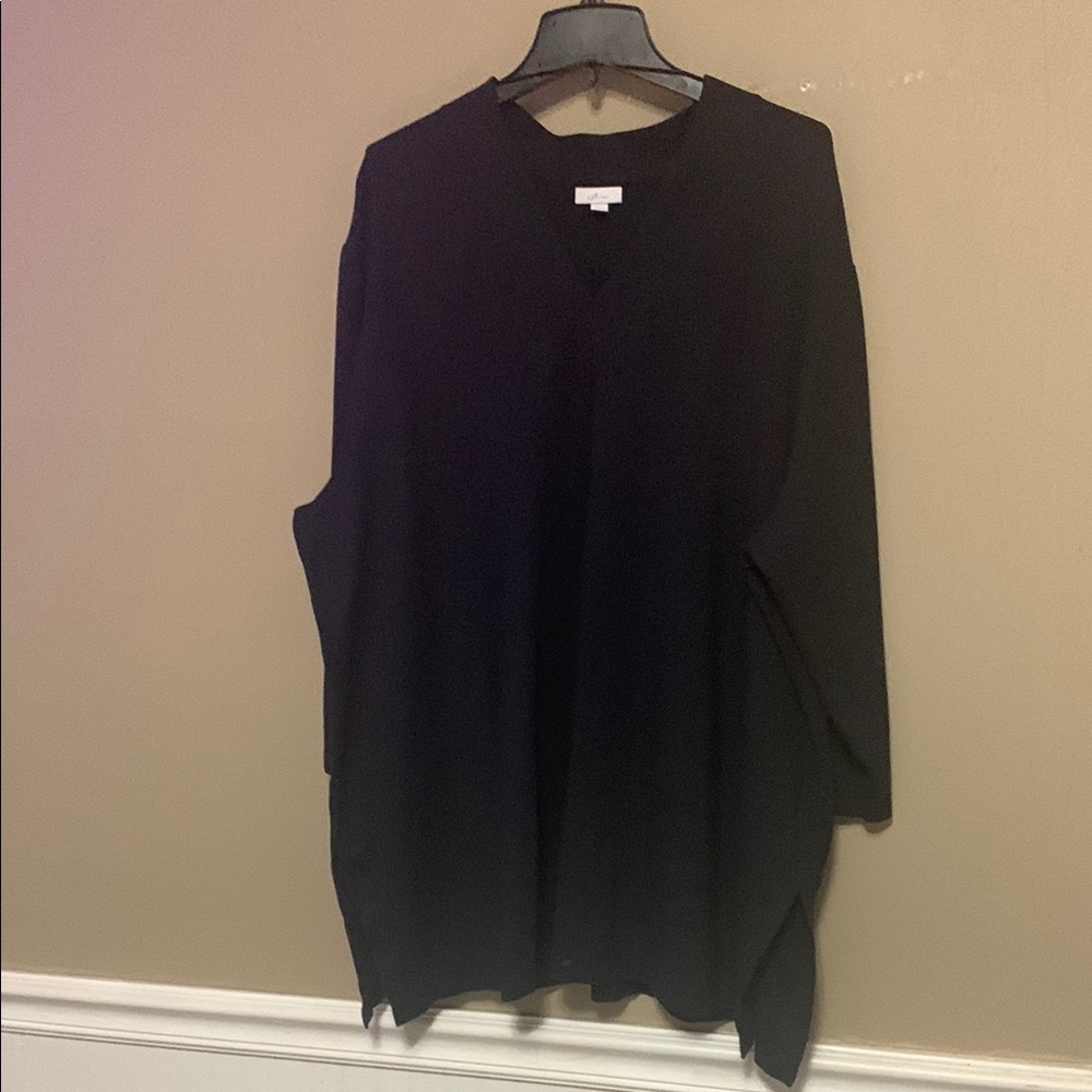 J. Jill Women’s Ponte Knit Classic V-Neck Navy Pullover Top Tunic 4X Lagenlook